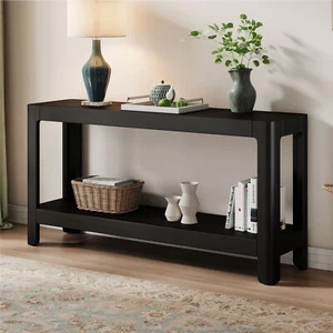 Modern Farmhouse Console Table Minimalist Wood Rounded Corners Entryway Table - Picture 1 of 20