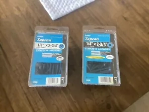 2 Boxes Tapcon 1/4" x 2-3/4” Phillips Head Concrete Anchors Bit Included Qty. 75 - Picture 1 of 4