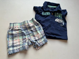 baby boy clothes Size 6 Months Carters Matching Outfit Handsome - Picture 1 of 5