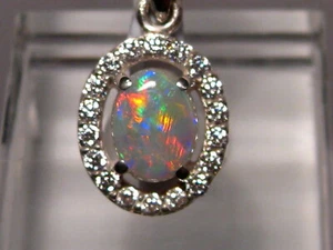 Red Opal Pendant  - Solid Australian Gem Opal Pendant Sterling Silver   - Picture 1 of 11