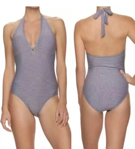 Draper James Helen Jon Keyhole Med One piece SwimSuit Gingham Halter NWTO $146 - Picture 1 of 5