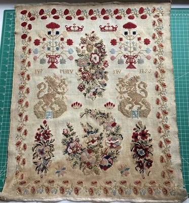 Dutch Antique Needlework Sampler IW MHV IW 1855 - Image 1 of 2