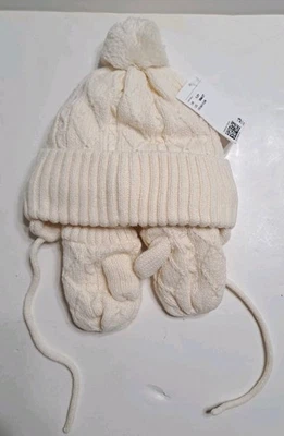 Juego de gorro y manoplas H&M Kids 18 meses/2T de 2 piezas color blanco Foto 1 de 4