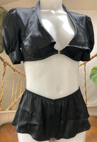 Agent Provocateur cropped bralet top & shorts M/L  French Maid silk set
