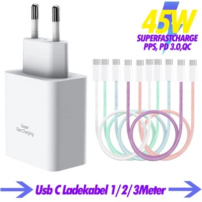 Samsung Galaxy S25 S25 Ultra S25+ Usb C Schnellladegerät 45W Adapter Ladekabel - Bild 1 von 4