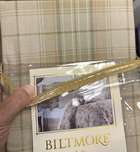 Biltmore 26” euro European pillow sham taupe Beige sage neutral plaid $68 new - Picture 1 of 5