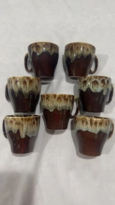 Vtg Canonsburg Carefree Ironstone Brown Drip Flat Cup / Mugs Set EUC - Picture 1 of 5