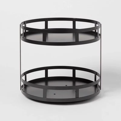2-Tier Metal Lazy Susan Turntable Black - Brightroom