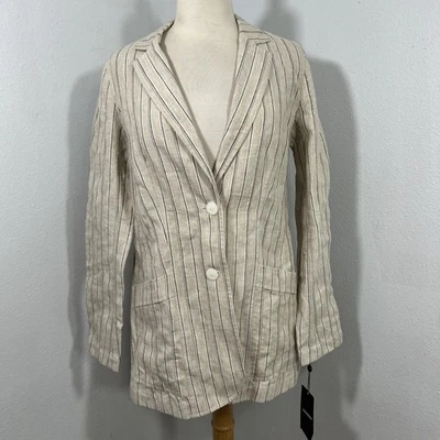 Lafayette 148 New York Blazer Womens 0 Striped Linen Office Siren Academia - Image 1 of 4