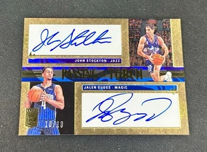 2021 John Stockton Jalen Suggs Donruss Elite Passing Torch Gold Rookie Auto /10 - Picture 1 of 2