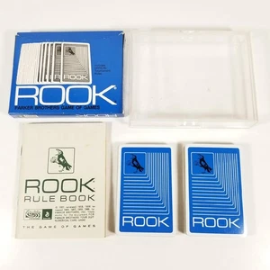 Vintage Rook Card Game Parker Brothers 1968 Blue w/ Plastic Case & Instructions - Picture 1 of 11