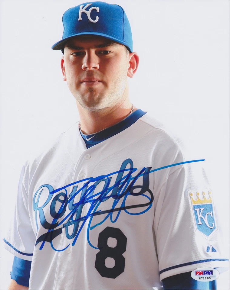 MIKE MOUSTAKAS SIGNED AUTO'D 8X10 PHOTO PSA/DNA ROOKIE GRAPH KANSAS CITY ROYALS - Image 1 of 1