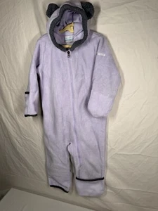 Columbia Purple Fleece Infant Bear Bunting Snowsuit Zip up - Size 18/24 Months - Picture 1 of 12
