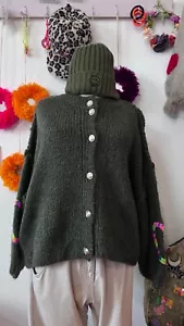 Weite Kuschel Strick Jacke Herz Neon OneSize bis Gr. 44 - Bild 1 von 5