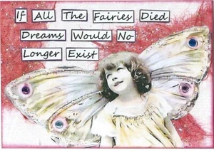 ACEO ATC Art Collage Print Woman Ladies Fairies Fairy Girl Girls Wings Dreams - Picture 1 of 1