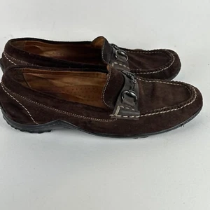 Martin Dingman Horse Bit Loafer Mens Size 10 Brown Suede Leather Vibram Sole - Picture 1 of 10