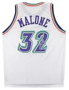 Karl Malone Authentic Signed White Pro Style Jersey Autographed BAS Witnessed - Picture 1 of 3