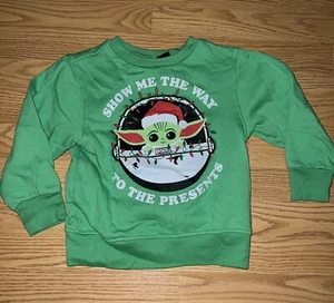 Star Wars Unisex Pullover Sweater XS Yoda Grogu Christmas Sweater Green - Picture 1 of 3