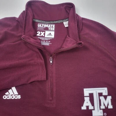 Adidas Pullover Men's Size 2XL Texas A&M Aggies 1/4 Quarter Zip Climalite Maroon - Image 1 of 4