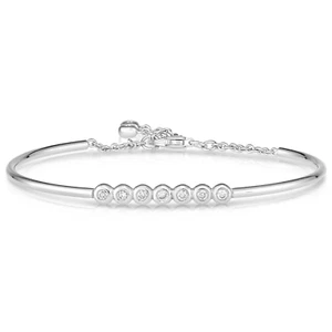 Brazalete de siete piedras bisel cúbico de circonio de plata esterlina sólida 925 - Imagen 1 de 4