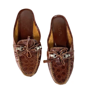 Unisa Shoes Womens 7B Kiltie Dress Loafers Brown Leather Round Toe Slip On Flats - Picture 1 of 7