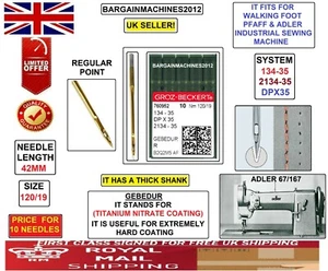 ADLER 167 DPX35 134/35 NM120/19 GEBEDUR WALKING/FOOT INDUS SEWING MACHINE NEEDLE - Picture 1 of 4