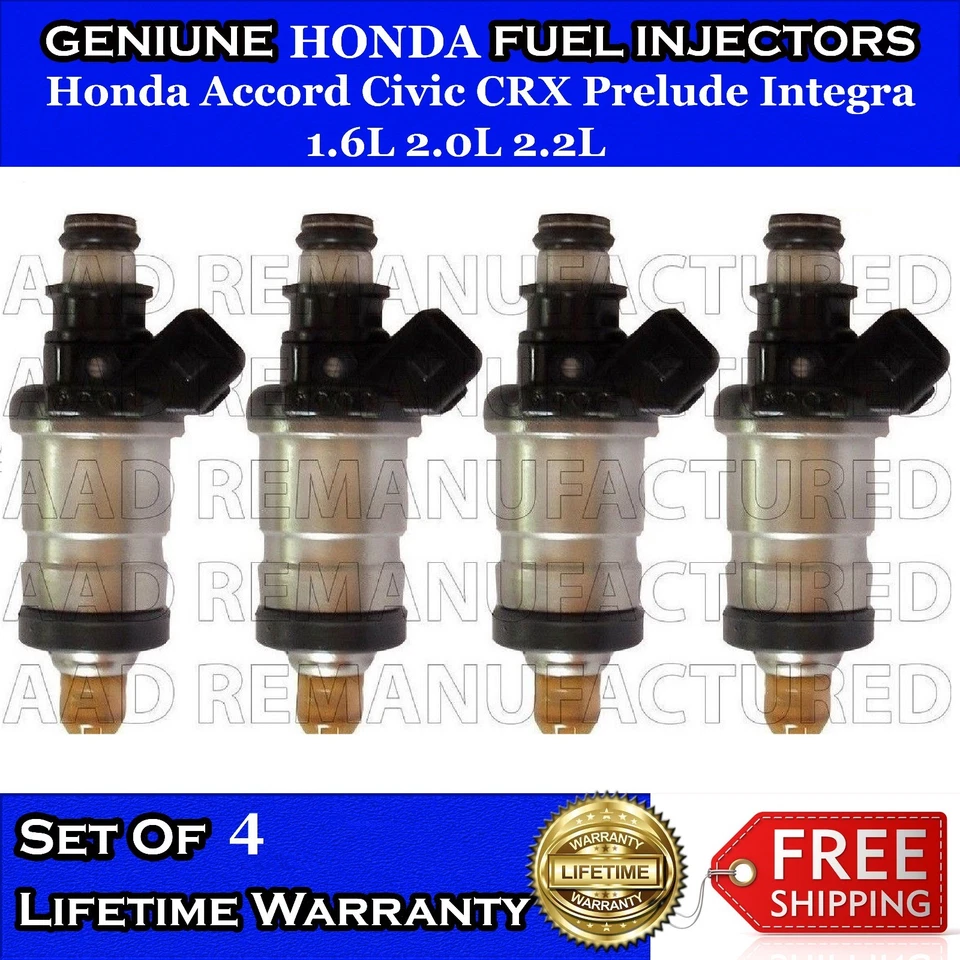 4x OEM Fuel Injectors for Honda Accord CRX Civic Prelude Integra 1.6L 2.0L 2.2L  - Imagem 1 de 1