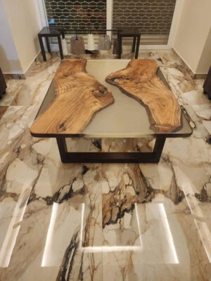 Custom Epoxy Resin & Walnut Wood Table - Custom Console Table, Epoxy Coffee Top - Image 1 of 4