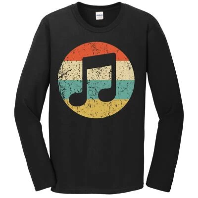 Men's Musician Shirt - Retro Musical Notes Icon Long Sleeve T-Shirt - Music Gift - Image 1 of 2