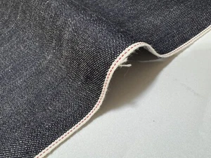 Tela de mezclilla índigo de 12 oz con orillo rojo por yarda, denim japonés - Imagen 1 de 6