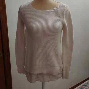 Neu Loft Damen Gr. XS Creme Pullover Faux Shirt Aufsatz Peek a Boo Rücken - Bild 1 von 7
