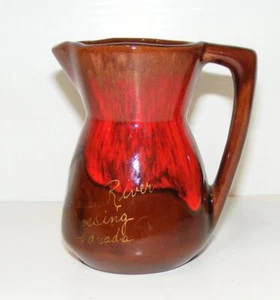 Jarra de cerámica de lava gruesa/esmalte por goteo canadiense vintage - ¿Albert Dube? Cruce de ríos - Imagen 1 de 7