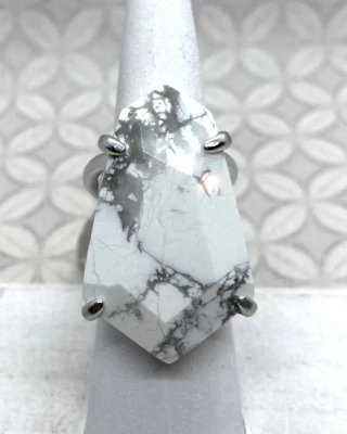 Kendra Scott Macie Cocktail Ring Silver tone white howlite size 6 - Image 1 of 4