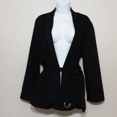 Gap women black open belted cardigan S tall linen casual vacation office y2y - Image 1 of 4
