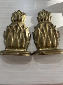 2 Solid Brass Pineapple Door Knocker Vintage 6.5" x 4" Made in Spain Need Clean - Picture 1 of 5
