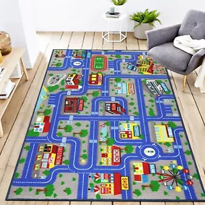 Educational Road Traffic Carpet Kids Carpet Playmat Car Rug Fun City Life Map Ki - Picture 1 of 7