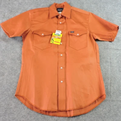 Wrangler Mens Medium Cowboy Cut Pearl Snaps Denim Firm Finish Short Sleeve Shirt - Image 1 of 4