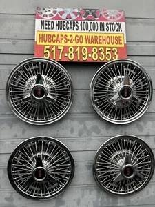 1966 Oldsmobile Starfire 14” Set Of 4 Used Spoked 3bar Spinners Hubcaps Cutlass - Bild 1 von 14