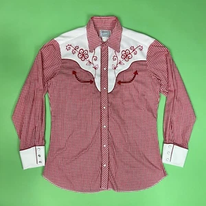 Vintage Men's H Bar C Norwich Red Gingham Western Shirt - Size Large 16-35 - Picture 1 of 7