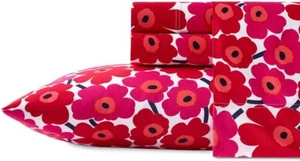 MARIMEKKO Mini Unikko Red  Cotton Queen Sheet SET - Bild 1 von 4