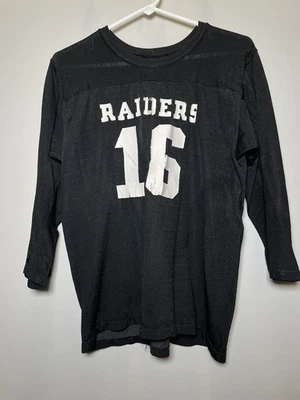 Camiseta deportiva vintage de los Raiders de la NFL #16 Rawlings Sears XL 18-20 negra con blanca de la década de 1970 Foto 1 de 4