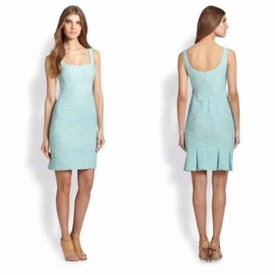 Nanette Lepore Lost In Love Y2K Turquoise Empire Tweed Sheath Dress SZ 4 - Image 1 of 4