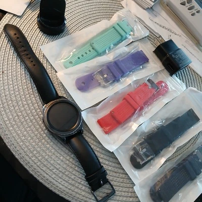 Samsung Galaxy Gear S2 Classic Black SM-R735T Smart Watch Rechargeable+ 5 Bands - Image 1 of 4