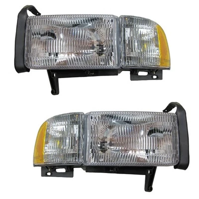 For 94-02 Ram Pickup Truck Headlight Headlamp Head Light w/Corner Lamp PAIR SET Foto 1 de 4
