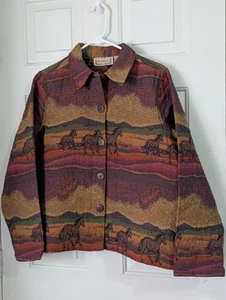 Vintage New Direction Tapestry Western Jacke Damen XL Pferde rostbraun Southwest - Bild 1 von 8