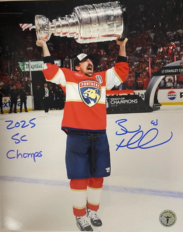 Foto firmada por Brad Marchand Florida Panthers 8x10 con inscripción '2025 SC Champs' certificado de autenticidad Foto 1 de 1