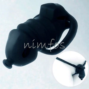 Lightweight Chastity Cage Lock Chastity Belt Male  With 4 Rings Lock Silicone  - Picture 1 of 40