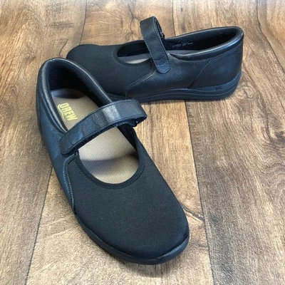 Zapatos Drew para mujer 11 WW Magnolia Mary Jane planos negros elásticos gancho y bucle Foto 1 de 4