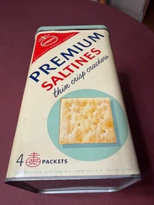 Vintage 50er bis 60er Jahre Nabisco Premium Saltine Cracker 14 Unzen, grüner Deckel & Dose - Bild 1 von 7