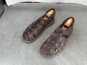 Clarks Brixby Cove Casual Sandals Men 11 Dark Brown Leather Closed Toe 11826 - Picture 1 of 8